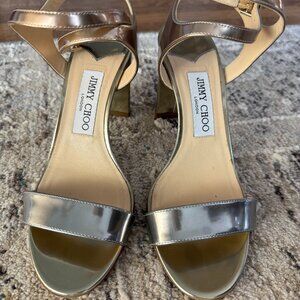 Jimmy Choo metallic mix leather sandals in size 37.5 euro (us 7-7.5)
